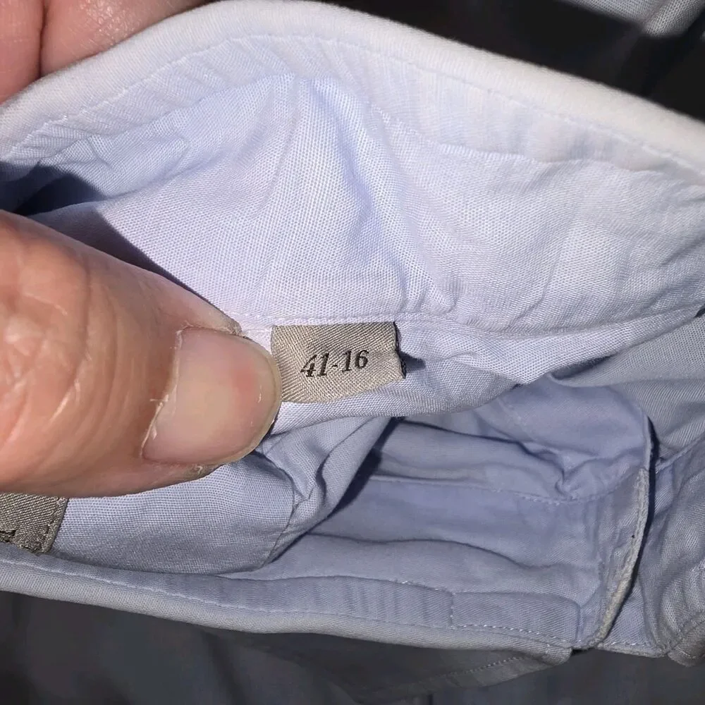 Canali Italy Men's Light Blue 100% Cotton Dress Shirt 16 41